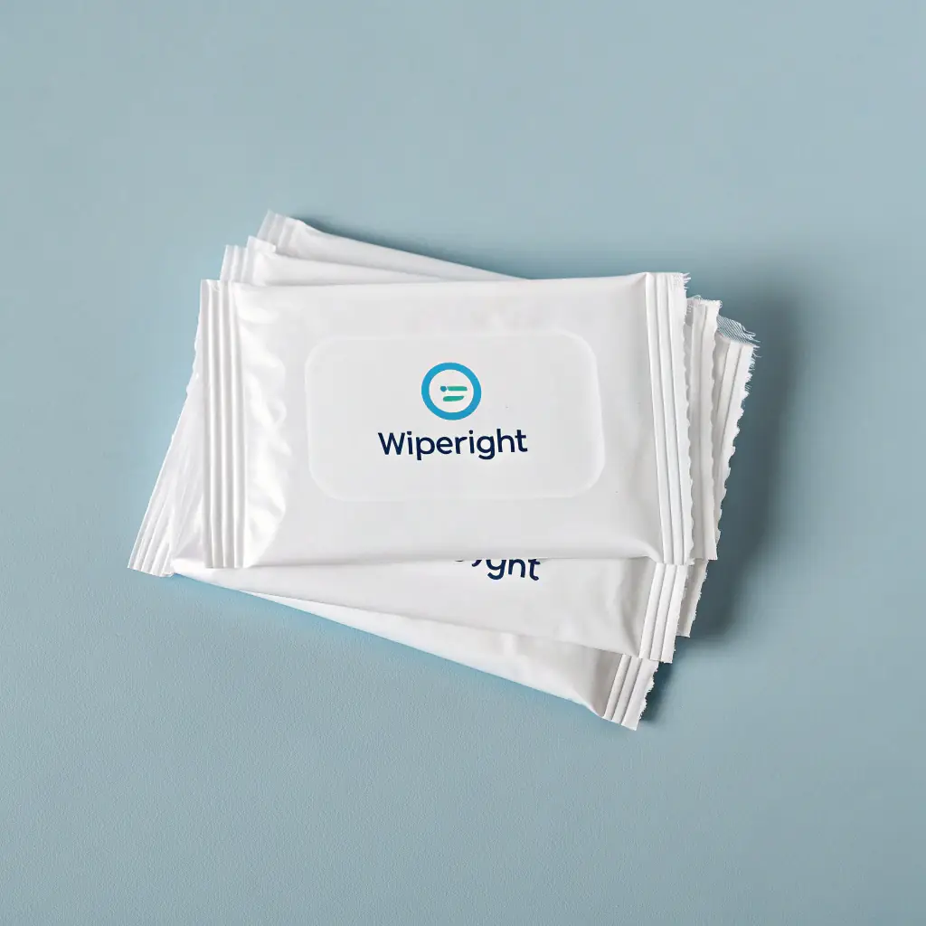 A pack of gentle, alcohol-free wet wipes, emphasizing its suitability for babies and adults.