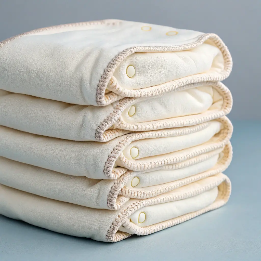 A stack of soft, breathable baby diapers, showcasing its comfort and skin health benefits.